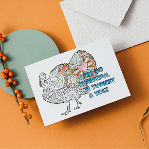 Personalise this Colouring Thanksgiving Turkey Postcard