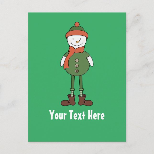 Personalise this Cool Snowman Holiday Postcard (Front)