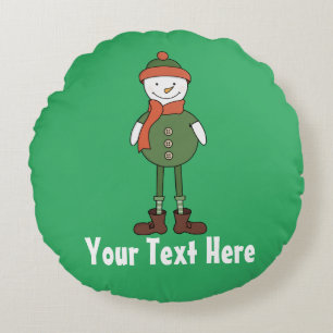 Personalise this Cool Snowman Round Cushion