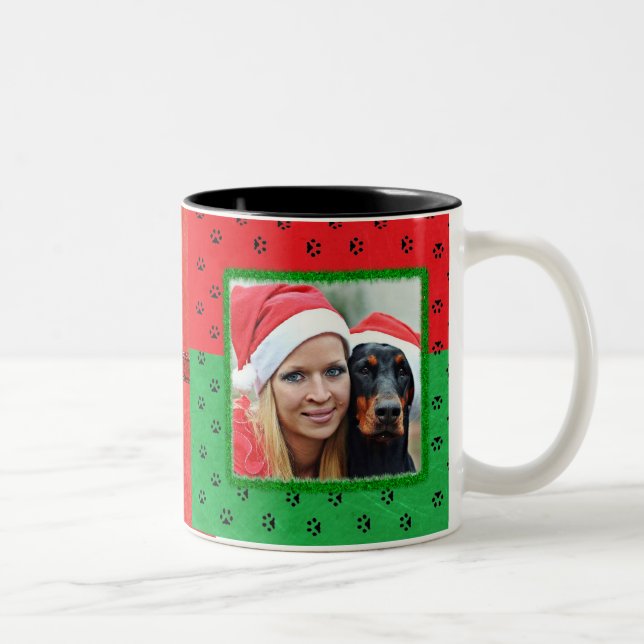 Personalise this cute Paw Prints Christmas Mug (Right)
