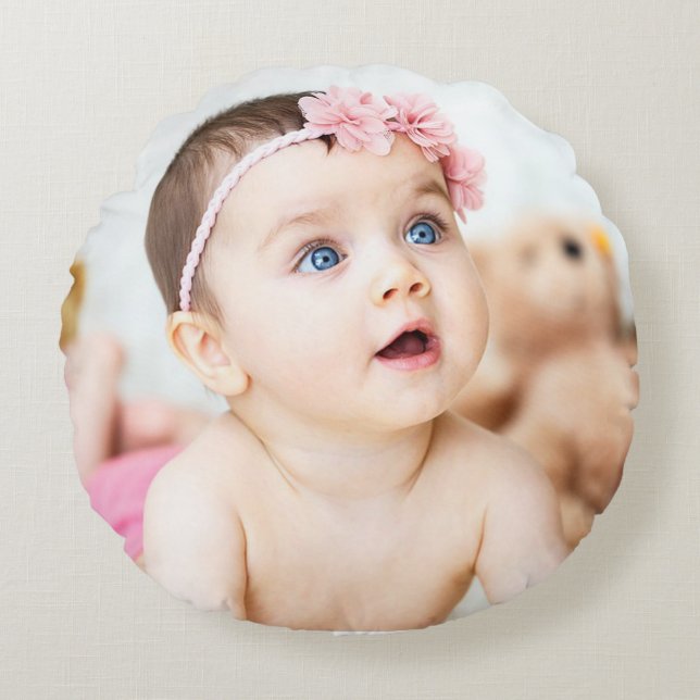 Personalise this Cute pInk  Baby Photo Pillow (Front)
