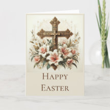 Personalise this Easter Card with Cross and Lilies