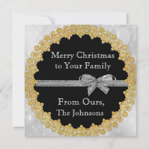 Personalise this Gold and Silver Christmas Card