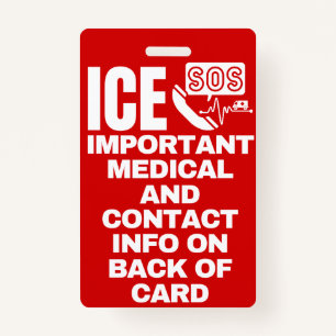 Personalise this ICE (In Case of Emergency) Badge ID Badge
