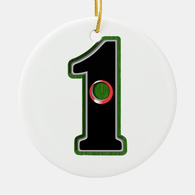 Personalise this Lucky Golfer Hole in One Design! Ceramic Tree Decoration (Front)