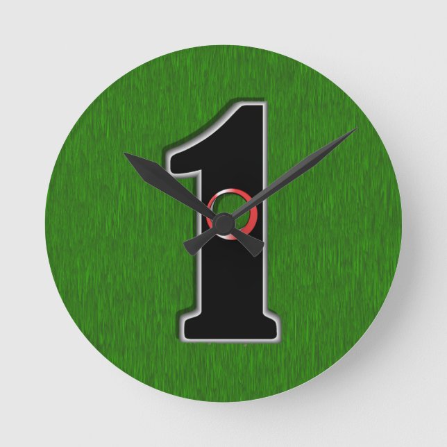 Personalise this Lucky Golfer Hole in One Design! Round Clock (Front)