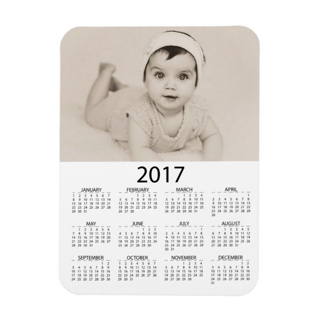 Personalise this Photo 2017 Mini  Calendar Magnet (Vertical)