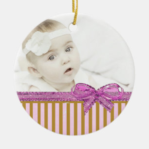 Personalise this Pink & Brown Photo Ornament