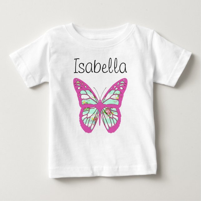 Personalise this Pretty Baby One Piece w Butterfly T-Shirt (Front)