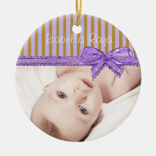 Personalise this Purple & Brown Photo Ornament (Front)