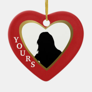 Personalise this Red Love Heart: Yours Ceramic Tree Decoration