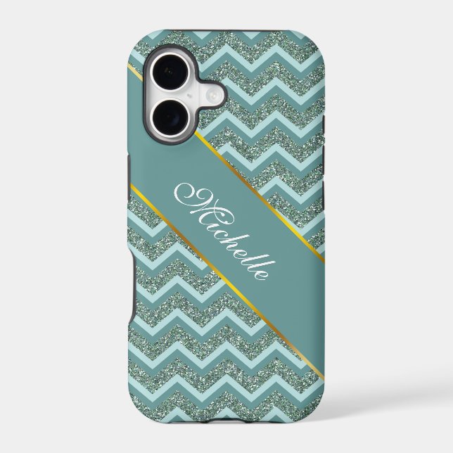 Personalise this Teal Glitter ZigZag (Back)