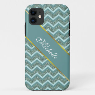 Personalise this Teal Glitter ZigZag Case-Mate iPhone Case