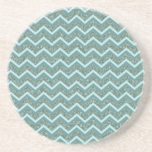 Personalise this Teal Glitter ZigZag Coaster