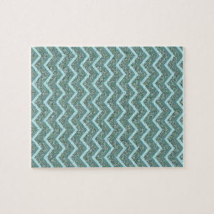 Personalise this Teal Glitter ZigZag Jigsaw Puzzle