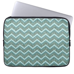 Personalise this Teal Glitter ZigZag Laptop Sleeve