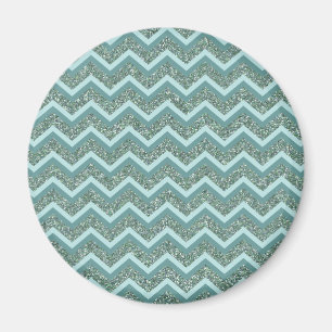 Personalise this Teal Glitter ZigZag Magnet
