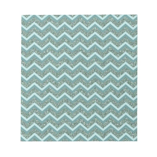 Personalise this Teal Glitter ZigZag Notepad (Front)
