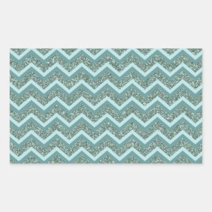 Personalise this Teal Glitter ZigZag Rectangular Sticker