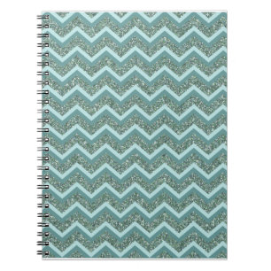 Personalise this Teal Glitter ZigZag Spiral Notebook