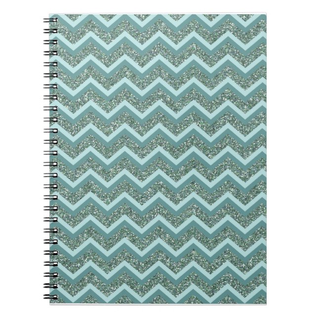 Personalise this Teal Glitter ZigZag Spiral Notebook (Front)