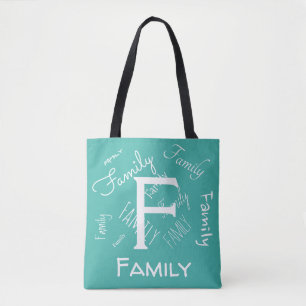 Personalise this template, MONOGRAM, FAMILY, NAME, Tote Bag