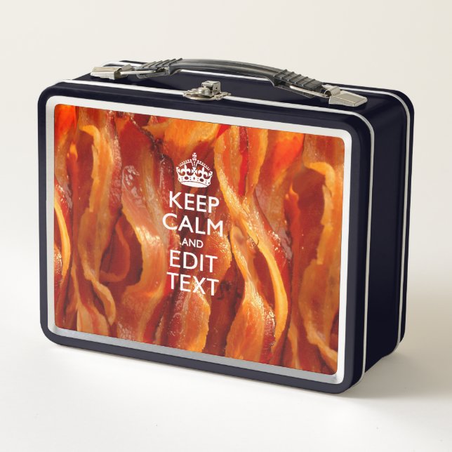 Personalise This with Keep Calm and Bacon Decor Metal Lunch Box (Front)