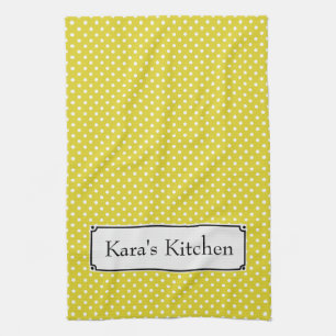 Personalise this Yellow Polka Dot Kitchen Towel