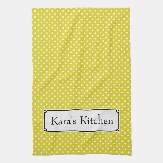 Personalise this Yellow Polka Dot Kitchen Towel (Vertical)