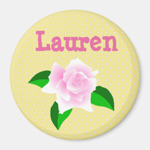 Personalise this Yellow Rose Dotted Name Magnet