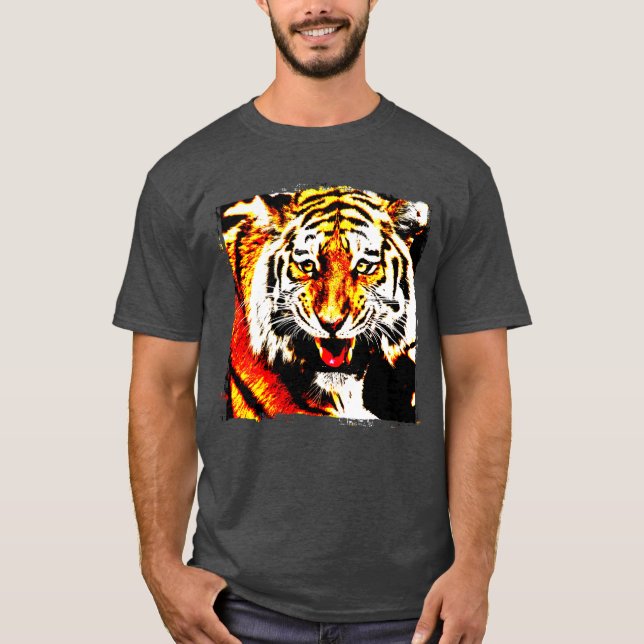 Personalise Tiger Head Modern Elegant Template T-Shirt (Front)