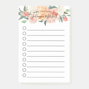 Personalise To Do List Watercolor Floral Check Box Post-it Notes
