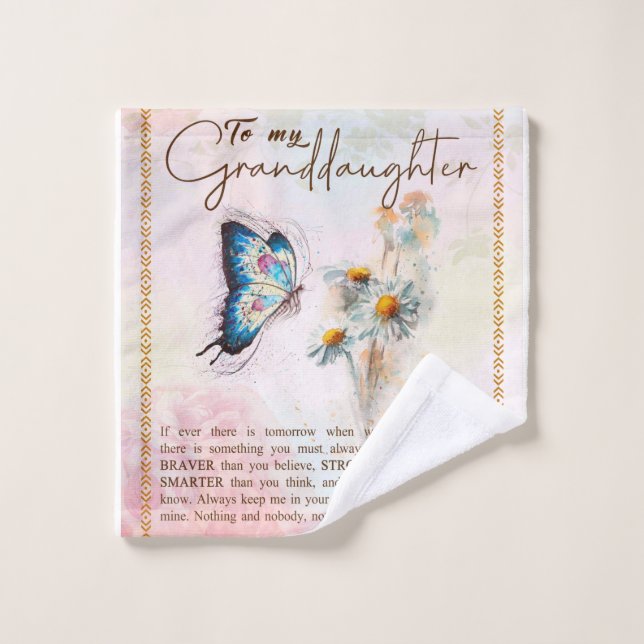 Personalise To My Granddaughter Butterfly Flower Wash Cloth (Wash Cloth)