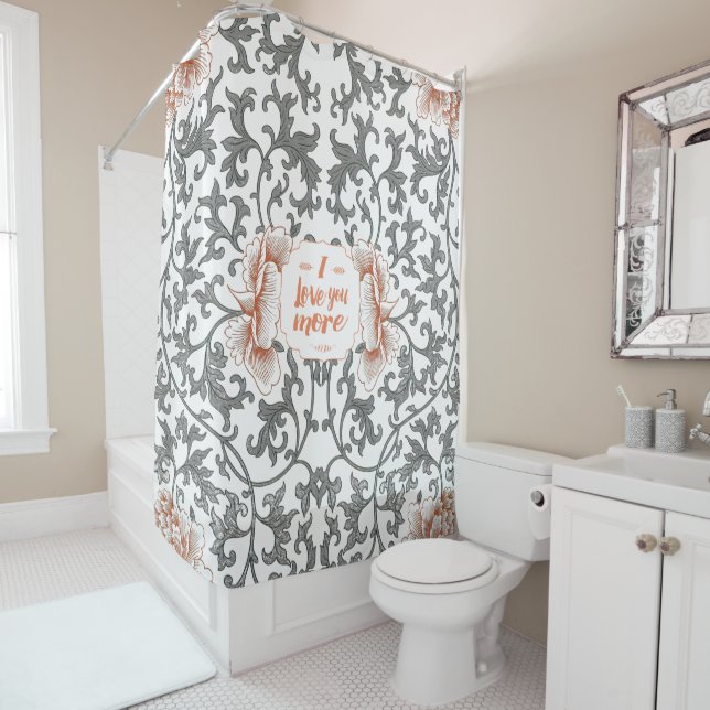 Personalise to say anything Modern Floral Pattern Shower Curtain (In Situ)