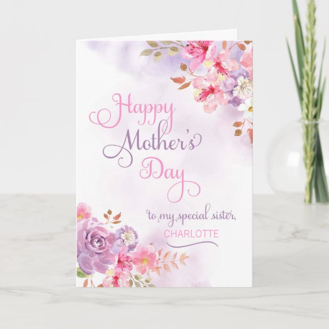 Personalise to Sister, Happy Mother's Day Card (Front)