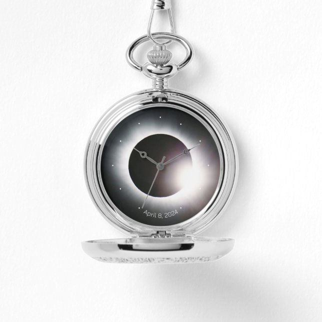 Personalise Total Solar Eclipse 2024 pocket  Watch (Front)