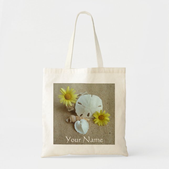 Personalise Tote Bag with Beach and Seashells (Front)