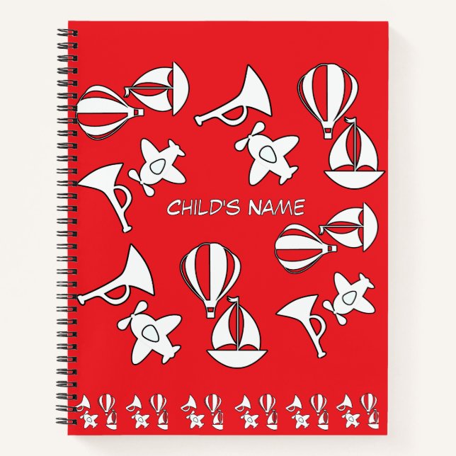 Personalise Toy Collection Kids Rd Blue            Notebook (Front)