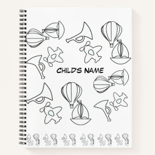 Personalise Toy Collection Kids White Notebook