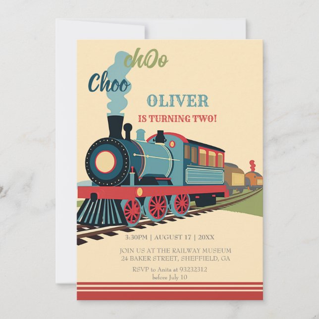Personalise Train Party Boy Train Ticket Birthday Invitation (Front)