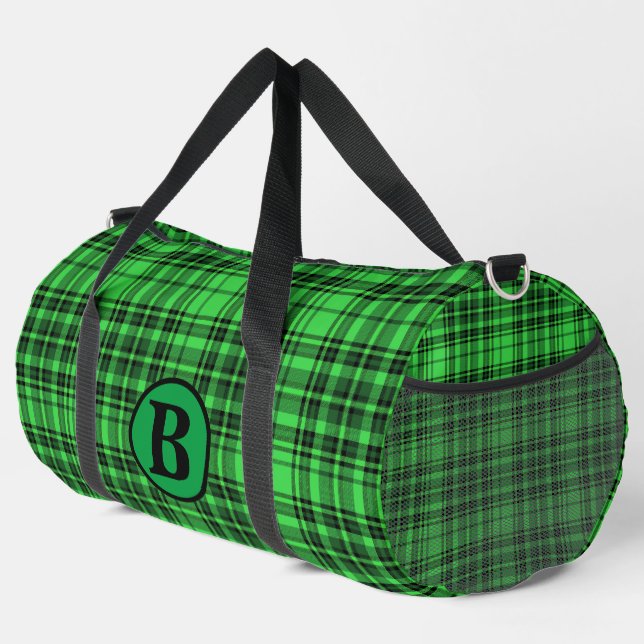 Personalise trendy Name Chequered Plaid Duffle Bag (Right Corner)