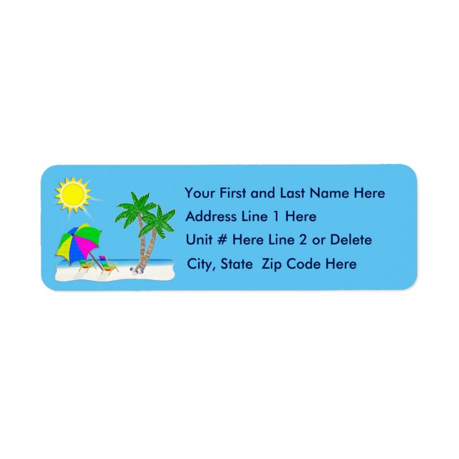 Personalise Tropical Beach Tropical Address Labels (Front)