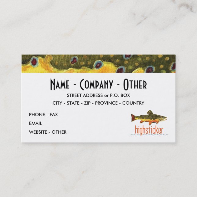 Personalise Trout FishiNG Business Card (Front)