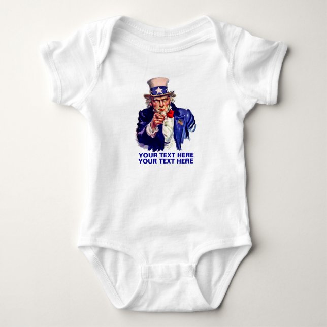 Personalise Uncle Sam Baby Bodysuit (Front)