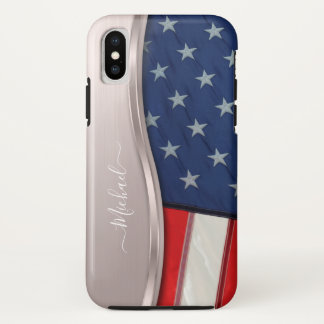 Personalise USA Flag Faux Rose Gold Metal Swirl Case-Mate iPhone Case