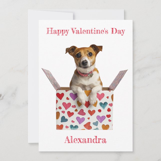 Personalise Valentine Jack Russell Heart Box  Holiday Card (Front)
