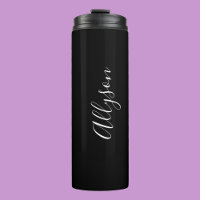 Personalise Vertical Name in White Script on Black