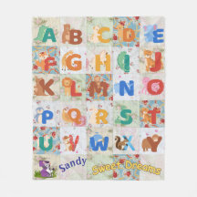 Personalise Vintage Animal Alpha Fleece Blanket