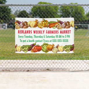 Personalise Vintage Farmers Market Vegetable White Banner