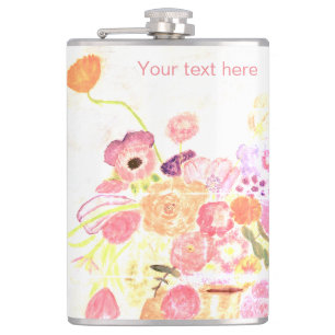 Personalise - VINTAGE FLORAL -Vinyl Wrapped Flask